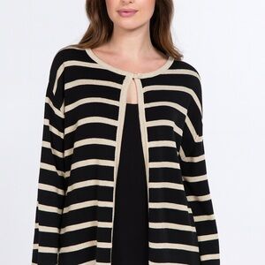 NWT John Paul Richard Woman Black and Tan Striped  Open Cardigan Size 2X